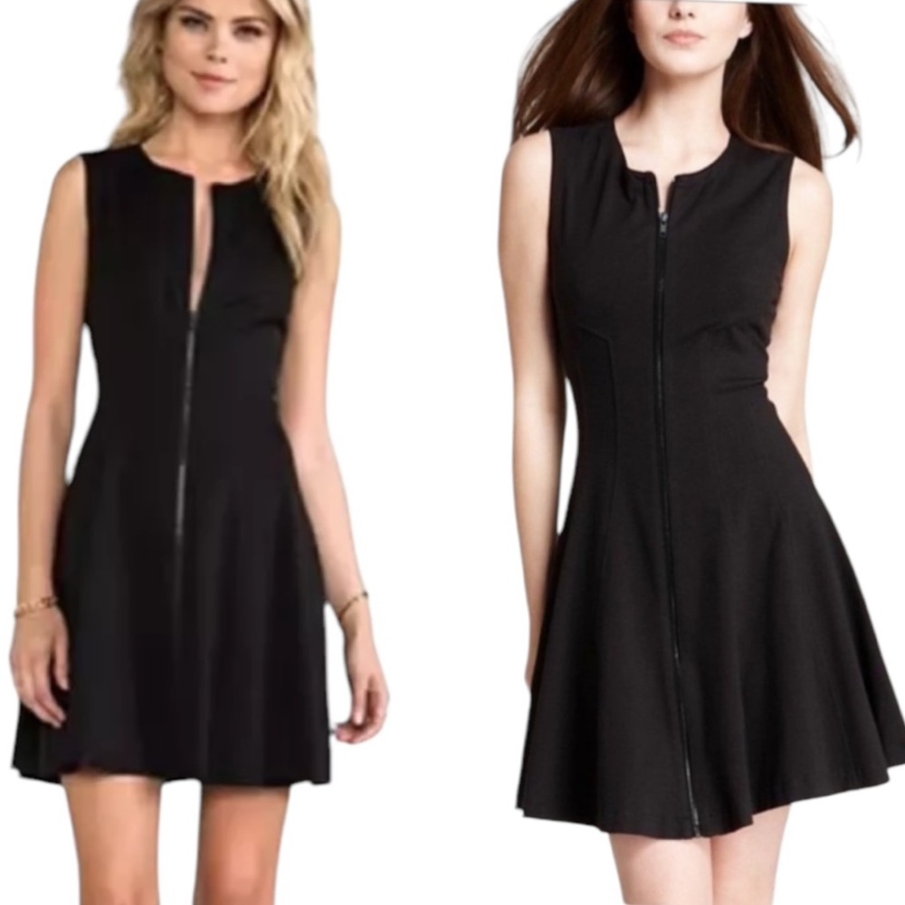 Theory Bonbi Black Zip Front Fit & Flare Mini Dress - 4